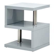 Powick Lamp Table In Grey High Gloss With LED Lighting