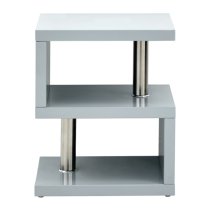 Powick Lamp Table In Grey High Gloss With LED Lighting