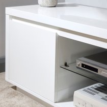 Powick TV Stand In White High Gloss With LED Lighting