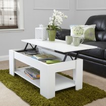 Liphook Coffee Table Rectangular In White With Lift Up Top