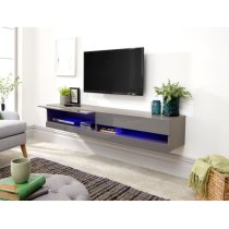 Goole Wall Mounted Large TV Wall Unit In Grey Gloss With LED