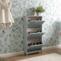 Breckles Wooden 3 Tier Shoe Storage Cabinet In Grey