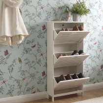 Breckles Wooden 3 Tier Shoe Storage Cabinet In White