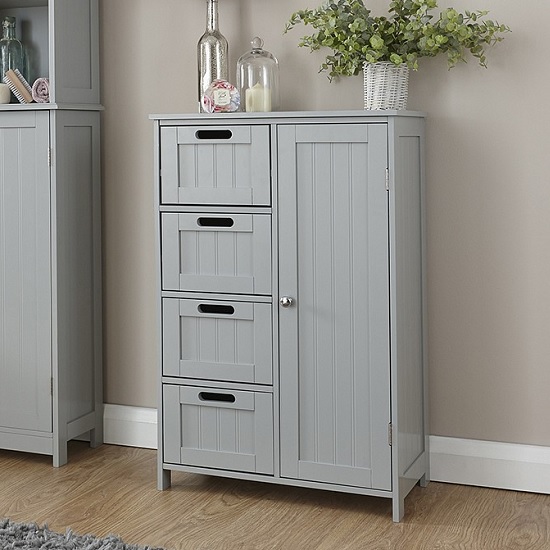 Catford Wooden Bathroom Storage Unit In Grey With 1 Door