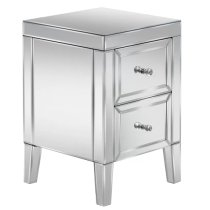 Valence Mirrored Bedside Cabinet With 2 Drawers In Silver