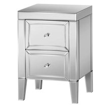 Valence Mirrored Bedside Cabinet With 2 Drawers In Silver