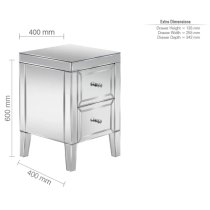 Valence Mirrored Bedside Cabinet With 2 Drawers In Silver