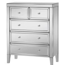 Valence Mirrored Chest Of 5 Drawers In Silver