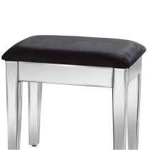 Valence Mirrored Dressing Table Stool With Black Cushioned Seat