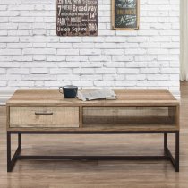 Urbana Wooden Coffee Table With 1 Drawer In Rustic