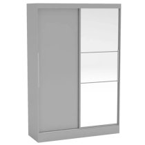 Lynn Mirrored Sliding Wardrobe In Grey High Gloss