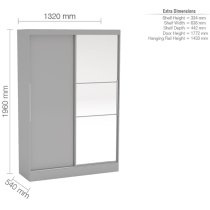 Lynn Mirrored Sliding Wardrobe In Grey High Gloss