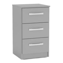 Lynn High Gloss Bedside Cabinet In Grey