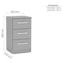 Lynn High Gloss Bedside Cabinet In Grey