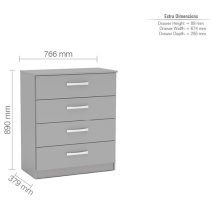 Lynn High Gloss Chest Of 4 Drawers In Grey