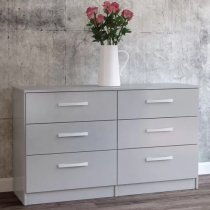 Lynn High Gloss Chest Of 6 Drawers In Grey