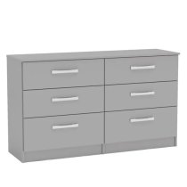 Lynn High Gloss Chest Of 6 Drawers In Grey