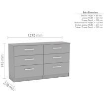 Lynn High Gloss Chest Of 6 Drawers In Grey