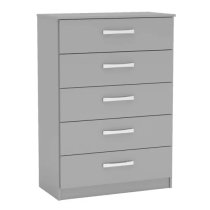 Lynn High Gloss Chest Of 5 Drawers In Grey