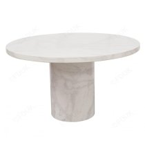 Cupric Round Marble Dining Table In Bone White