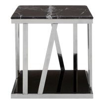 Orion Black Marble Top Side Table With Chrome Frame