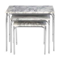 Electra Marble Effect Nest Of 3 Tables In White And Chrome