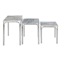 Electra Marble Effect Nest Of 3 Tables In White And Chrome