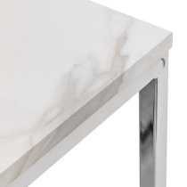 Sable High Gloss Dining Table In White Marble Effect