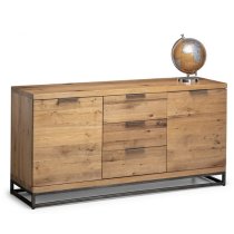 Barras Wooden Sideboard In Solid Oak With 2 Doors And 3 Drawers