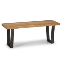 Barras Wooden Dining Bench In Solid Oak And Metal Legs