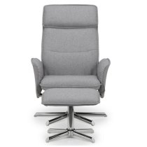 Acsah Fabric Recliner Chair With Foot Stool In Grey Linen