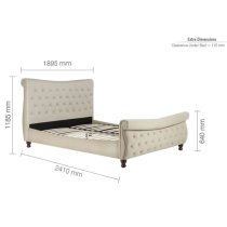 Copen Fabric Super King Size Bed In Warm Stone