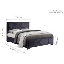 Hanover Fabric Small Double Bed In Black Crushed Velvet