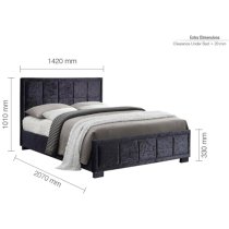 Hanover Fabric Double Bed In Black Crushed Velvet