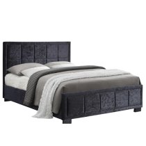 Hanover Fabric King Size Bed In Black Crushed Velvet