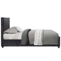 Hanover Fabric King Size Bed In Black Crushed Velvet