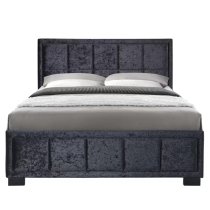 Hanover Fabric King Size Bed In Black Crushed Velvet