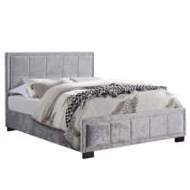 Hanover Fabric King Size Bed In Steel Crushed Velvet