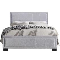 Hanover Fabric King Size Bed In Steel Crushed Velvet