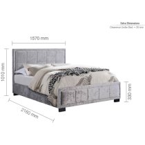 Hanover Fabric King Size Bed In Steel Crushed Velvet