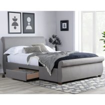 Lannister Fabric Double Bed With 2 Drawers In Grey