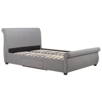 Lannister Fabric Double Bed With 2 Drawers In Grey