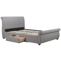 Lannister Fabric Double Bed With 2 Drawers In Grey