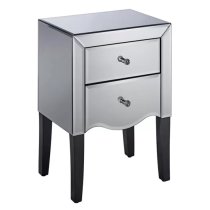 Polearm Mirrored Bedside Cabinet With 2 Drawers In Silver