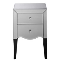 Polearm Mirrored Bedside Cabinet With 2 Drawers In Silver