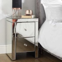 Saville Mirrored Bedside Cabinet With 2 Drawers In Silver