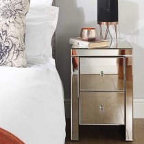 Saville Mirrored Bedside Cabinet With 2 Drawers In Silver