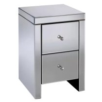 Saville Mirrored Bedside Cabinet With 2 Drawers In Silver