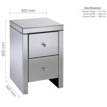 Saville Mirrored Bedside Cabinet With 2 Drawers In Silver