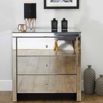 Saville Mirrored Chest Of 3 Drawers In Silver